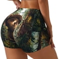 thumbnail image 1 of Gukieu Jungle Hat Bear Print Women's Sports Shorts, Elastic Waist High Stretch Running Yoga Gym Sweatpants-Medium, 1 of 8