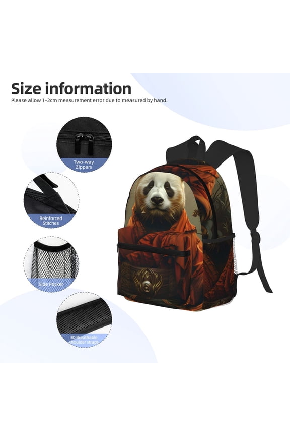 Jungle Meditating Panda Print Backpack, Waterproof Backpack with Adjustable Shoulder Straps, Suitable for Campus, Business, Travel, Unisex