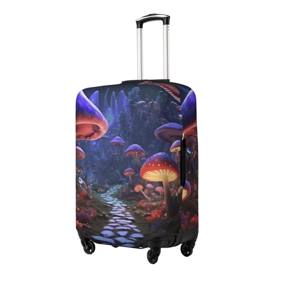 Gukieu Jungle Path Glowing Mushrooms Print Suitcase Protective Cover, Elastic Zipper Buckle Suitcase Protective Cover, Suitable for Travel, Business Trip-Large