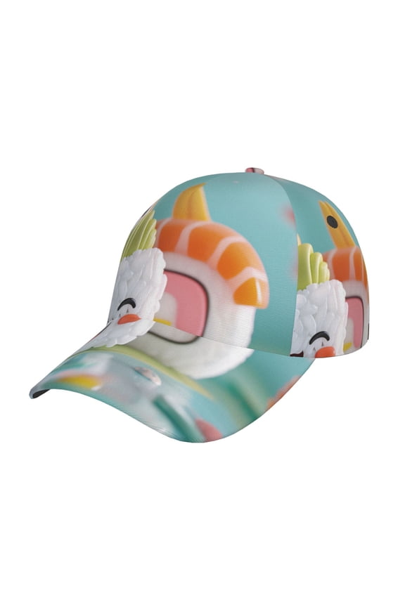 Kawaii Sushi Characters Delight Prin Baseball Cap, Adjustable Sweat-wicking Daily,Travel, Sports Cap, Unisex
