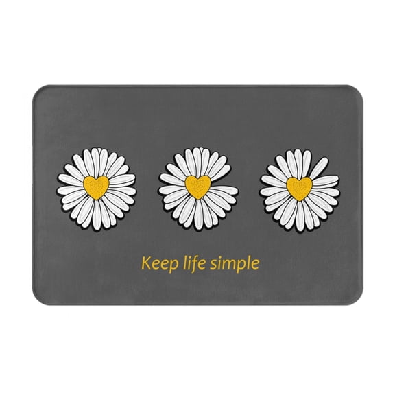 Gukieu Keep Life Simple Daisy Flower Print Dust-proof Floor Mats, Water-absorbent and Non-slip Flannel Door Mats 16x24in, Home Decoration Suitable for Kitchen, Bathroom, Garage