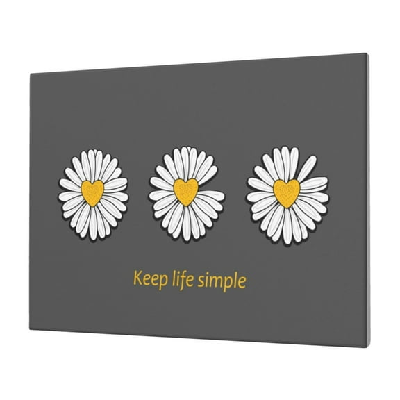 Gukieu Keep Life Simple Daisy Flower Print Horizontal Canvas Decorative Painting 12x16 Inch Shrinkage Resistant Frame Hanging Home Wall Art Decor