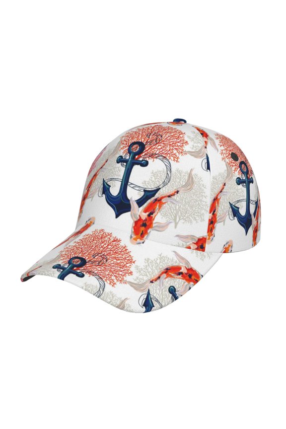 Koi Fish And Corals Prin Baseball Cap, Adjustable Sweat-wicking Daily,Travel, Sports Cap, Unisex
