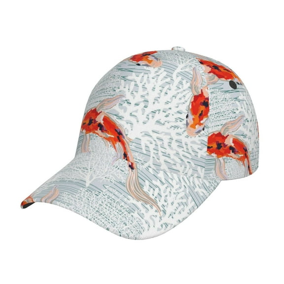 Gukieu Koi Fish Corals,Spring Summer Prin Baseball Cap, Adjustable Sweat-wicking Daily,Travel, Sports Cap, Unisex