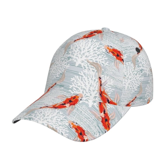 Gukieu Koi Fish Corals,Spring Summer Prin Baseball Cap, Adjustable Sweat-wicking Daily,Travel, Sports Cap, Unisex
