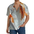 thumbnail image 1 of Gukieu Koi Fish Water Print Men's Short-sleeved Shirts, Button-down Pocket Shirts, T-shirts, Beach Vacation Travel Summer Clothing-Small, 1 of 5