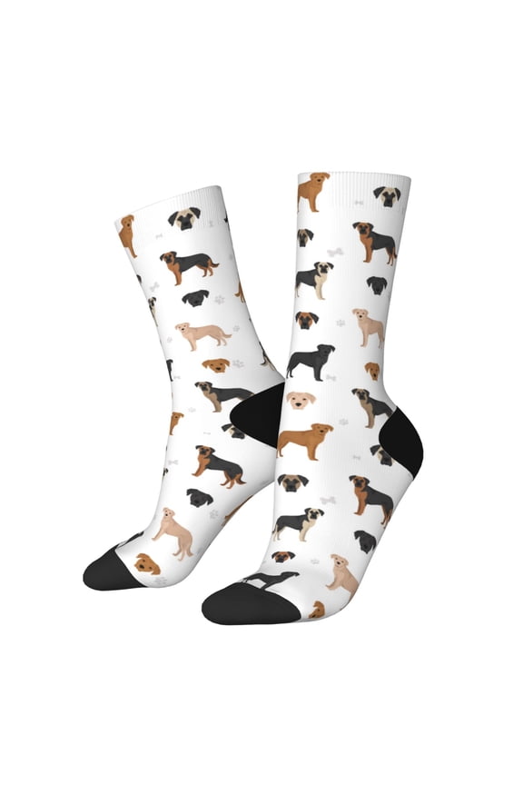 Labrador Retriever Dog Print Contrast Color Mid-calf Socks, Sweat-wicking Athletic Socks, Unisex Clothing Accessories
