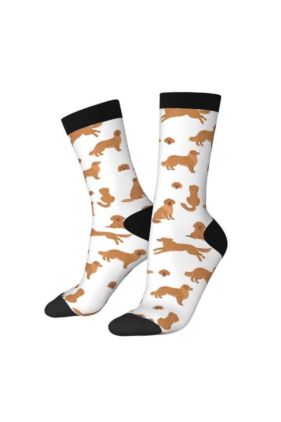 Labrador Retriever Dog Print Contrast Color Mid-calf Socks, Sweat-wicking Athletic Socks, Unisex Clothing Accessories