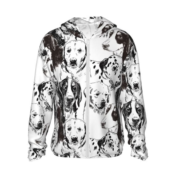 Gukieu Labrador Retriever Dog Print Sun Protection Hoodies for Men and Women, Zippered Long-sleeved Quick-drying UV Protection Shirts, Suitable for Sports, Swimming, Fishing-Small