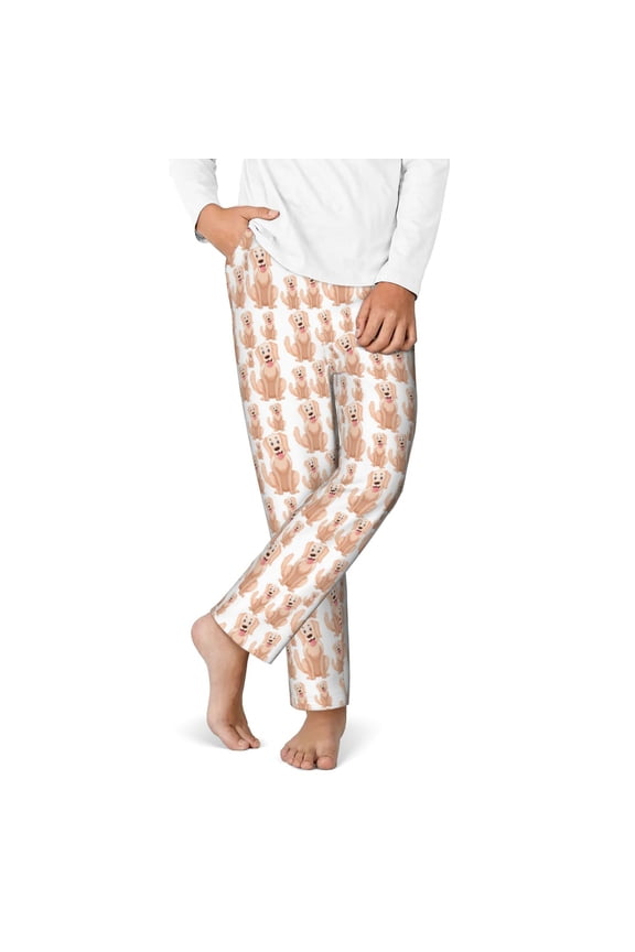 Labrador Retriever Dog Print Youth Home Trousers, Elastic Waistband with Pockets for Home and Outing, Suitable for Children Aged 5-16-Medium