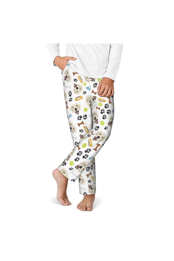 Labrador Retriever Dog Print Youth Home Trousers, Elastic Waistband with Pockets for Home and Outing, Suitable for Children Aged 5-16-Small