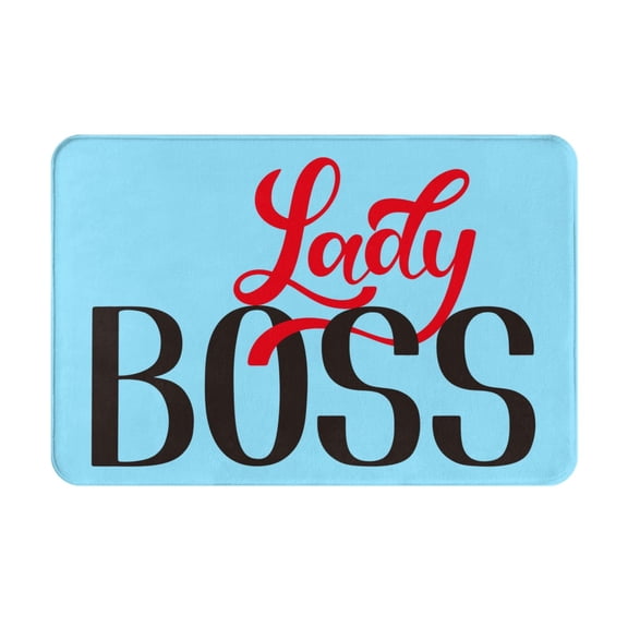 Gukieu Lady Boss Print Dust-proof Floor Mats, Water-absorbent and Non-slip Flannel Door Mats 16x24in, Home Decoration Suitable for Kitchen, Bathroom, Garage
