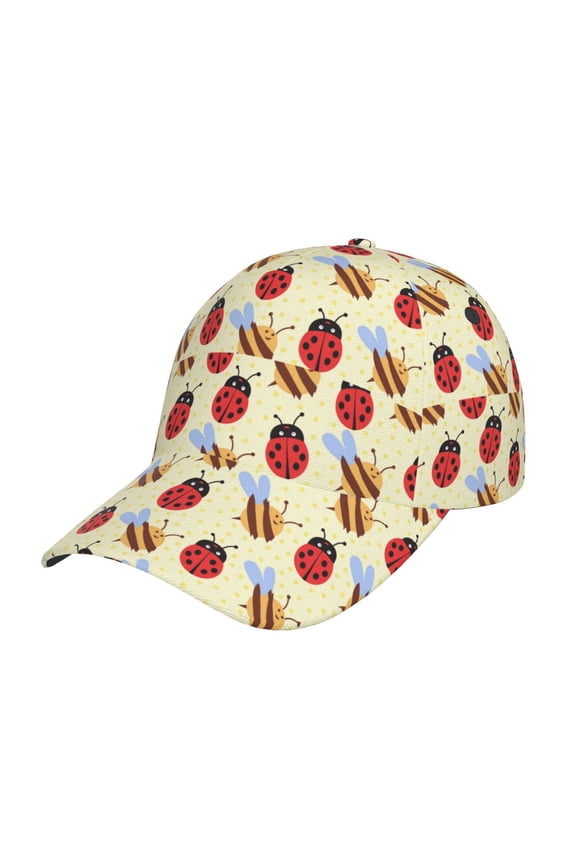 Ladybug And Bee Prin Baseball Cap, Adjustable Sweat-wicking Daily,Travel, Sports Cap, Unisex