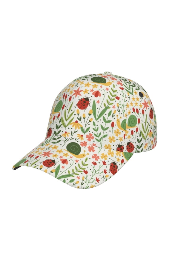 Ladybug And Wild Flowers Prin Baseball Cap, Adjustable Sweat-wicking Daily,Travel, Sports Cap, Unisex