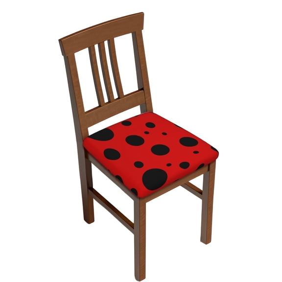 Gukieu Ladybug Pattern Print Square Cushion Cover, Elastic Strap Chair Protector, Suitable for Family Restaurant, Hotel Banquet Decorations-Four Pieces