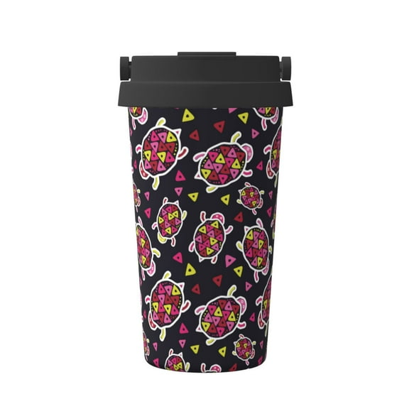 Gukieu Ladybug Print Insulated Coffee Cup, Portable Stainless Steel Vacuum Cup with Lid, Unisex, Suitable for Office, Cafe, Car