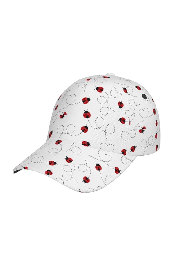 Ladybugs Flying On Dotted Route Prin Baseball Cap, Adjustable Sweat-wicking Daily,Travel, Sports Cap, Unisex