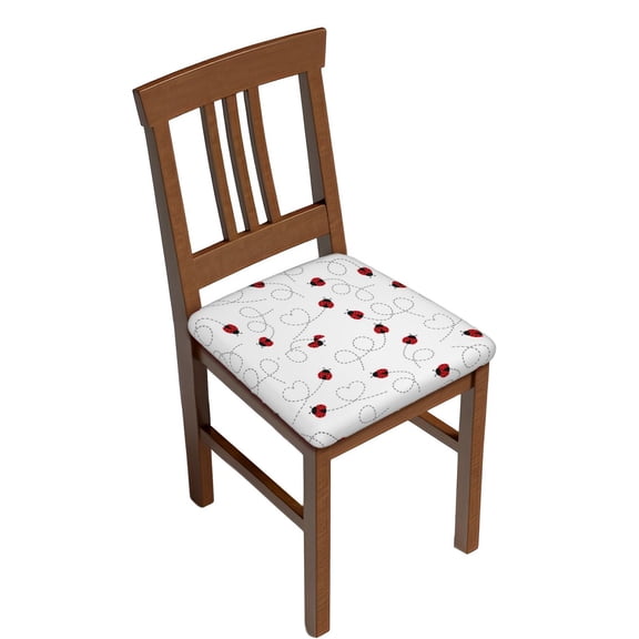 Gukieu Ladybugs Flying On Dotted Route Print Square Cushion Cover, Elastic Strap Chair Protector, Suitable for Family Restaurant, Hotel Banquet Decorations-Six Piece