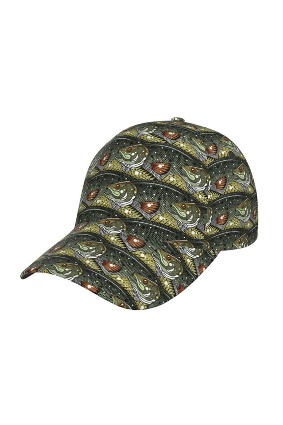 Largemouth Bass Fish Prin Baseball Cap, Adjustable Sweat-wicking Daily,Travel, Sports Cap, Unisex