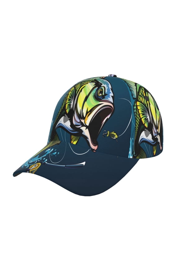 Largemouth Bass Fish Prin Baseball Cap, Adjustable Sweat-wicking Daily,Travel, Sports Cap, Unisex