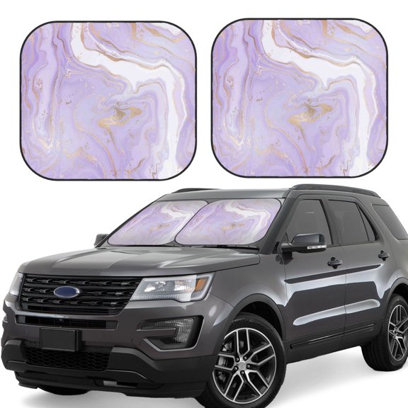 Gukieu Lavender Glitter Foil Stripes Print Car Windshield Sun Visor, Foldable Anti-UV Car Sun Visor Suitable for Vans, Trucks Car Accessories-Small
