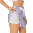 thumbnail image 1 of Gukieu Lavender Glitter Foil Stripes Print Women's Sports Shorts with Drawstring Elastic Waistband for Running, Yoga, Fitness-Small, 1 of 7