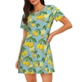 thumbnail image 1 of Gukieu Lemon (3) Print Women's Nightgown, A-line Round Neck Short-sleeved Nightgown Pajamas Home Wear Suitable for Home and Outing, 1 of 6