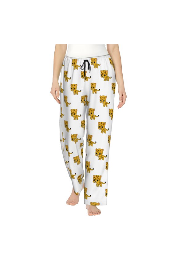 Leopard Print Print Women's Home Trousers, with Pockets and Drawstring Pajamas, Home Pajamas, Sleepwear-Large