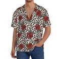 thumbnail image 1 of Gukieu Leopard Print Rose Print Men's Short-sleeved Shirts, Button-down Pocket Shirts, T-shirts, Beach Vacation Travel Summer Clothing-3X-Large, 1 of 5