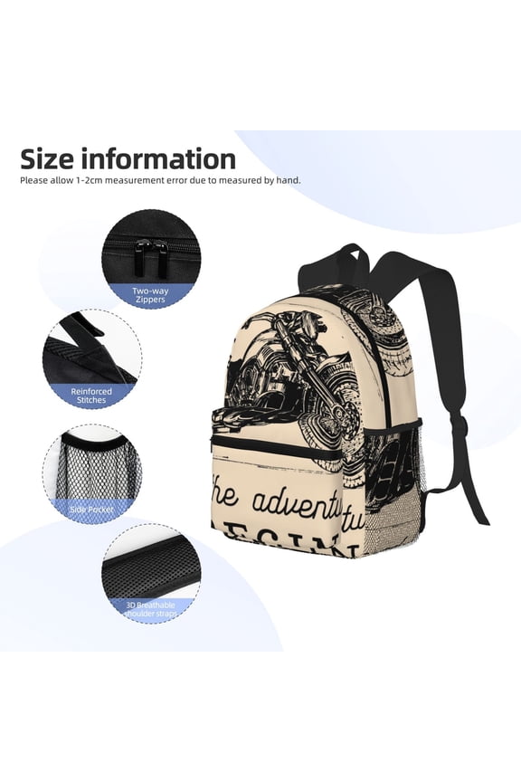 Let The Adventure Begin Print Backpack, Waterproof Backpack with Adjustable Shoulder Straps, Suitable for Campus, Business, Travel, Unisex