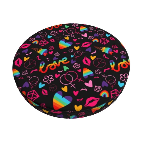 Gukieu Lgbt Rainbow For Pride Print Round Chair Cover, Dust-proof and Non-slip Bar Chair Protective Cover, Suitable for Bars, Restaurants, Offices-12 inch