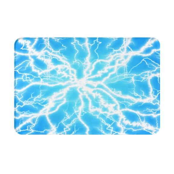 Gukieu Light blue flash Print Dust-proof Floor Mats, Water-absorbent and Non-slip Flannel Door Mats 16x24in, Home Decoration Suitable for Kitchen, Bathroom, Garage
