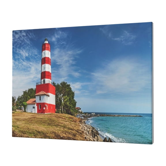 Gukieu Lighthous Print Horizontal Canvas Decorative Painting 12x16 Inch Shrinkage Resistant Frame Hanging Home Wall Art Decor