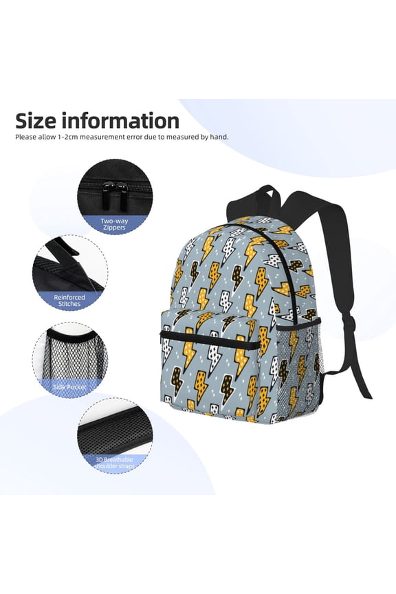 Lightning Bolts Print Backpack, Waterproof Backpack with Adjustable Shoulder Straps, Suitable for Campus, Business, Travel, Unisex