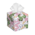thumbnail image 1 of Gukieu Lilies Flowers Print Leather Tissue Box, PVC Waterproof Velcro Opening and Closing Square Tissue Box Holder, Suitable for Home and Office Decoration, 1 of 7