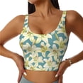 thumbnail image 1 of Gukieu Lilies Flowers Print Women's Sports Vest, Low-neck U-shaped Removable Pad Sports Bra for Yoga, Exercise, Dance-X-Large, 1 of 8