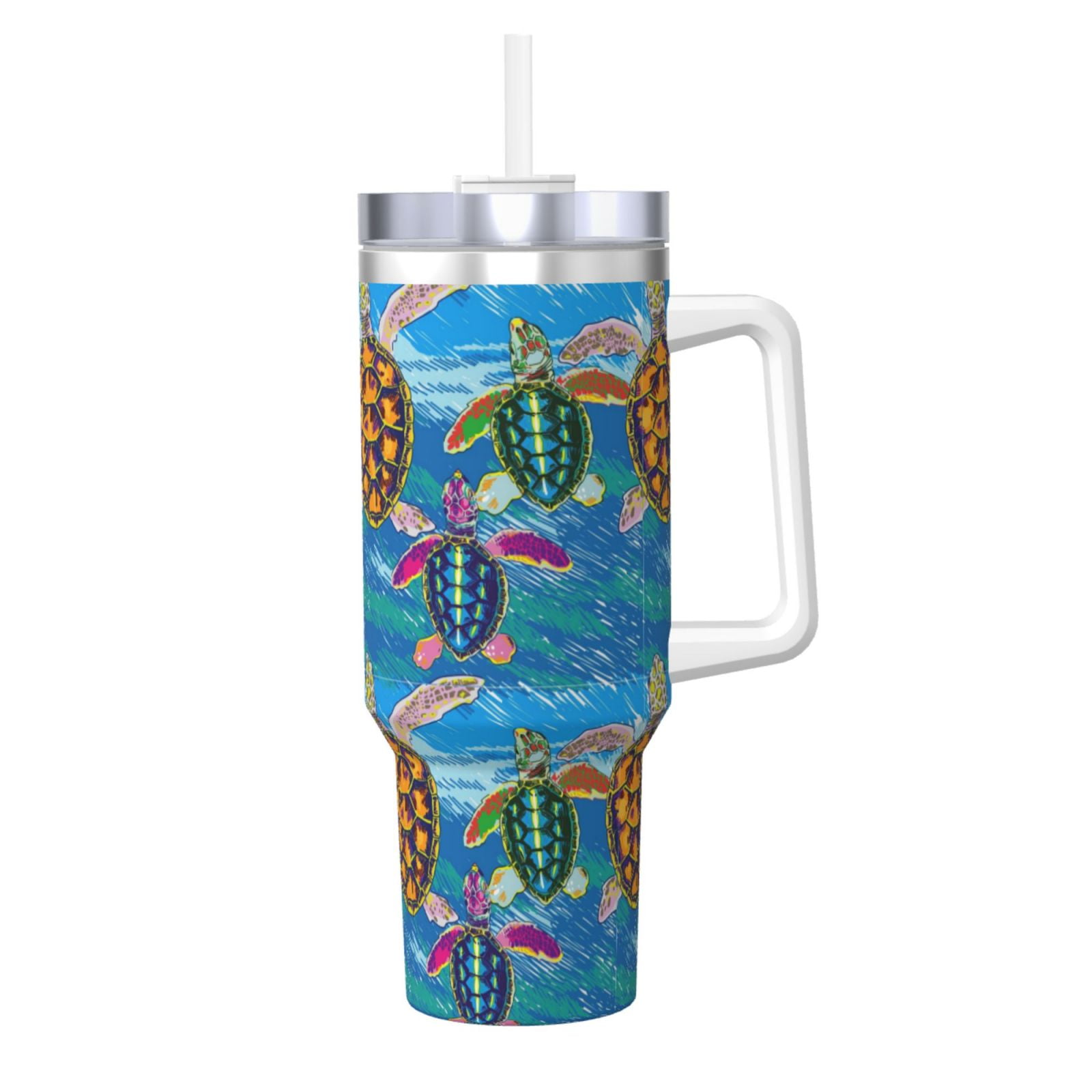 Turtle Shell Kettle Gukieu Little Sea Turtles Print 40OZ Ice Cup, Stainless Steel Vacuum ...