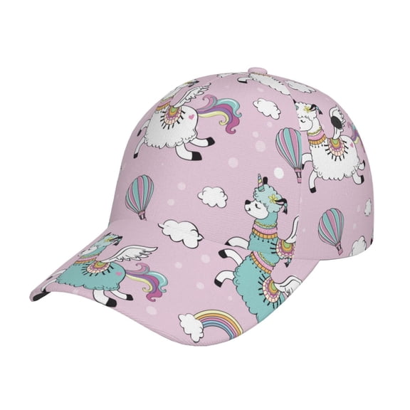 Gukieu Llama Unicorn and Rainbow Prin Baseball Cap, Adjustable Sweat-wicking Daily,Travel, Sports Cap, Unisex