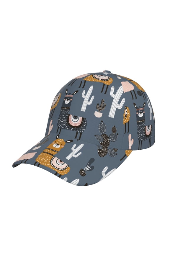 Llama and Cactus Prin Baseball Cap, Adjustable Sweat-wicking Daily,Travel, Sports Cap, Unisex