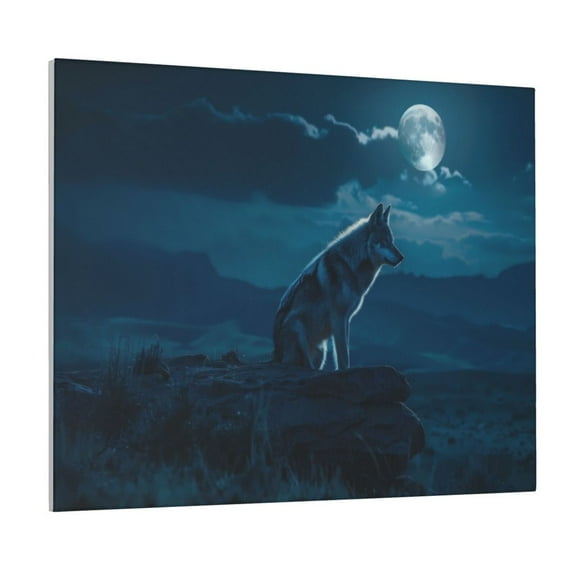 Gukieu Lonely Night Wolf Print Canvas Decorative Hanging Painting, Waterproof Art Wall Decoration with Frame, Suitable for Living Room, Bedroom