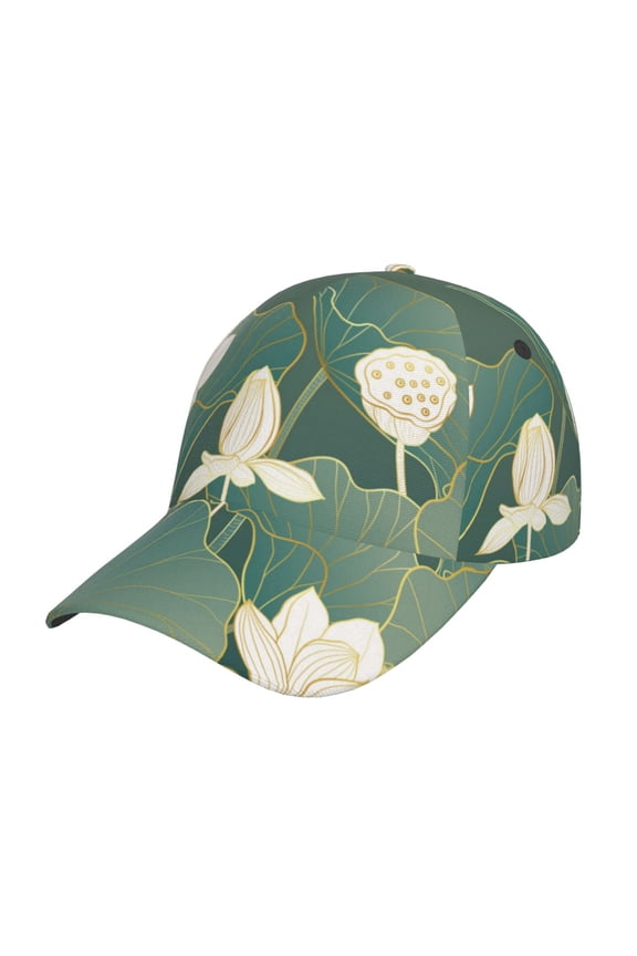 Lotus Golden Line Prin Baseball Cap, Adjustable Sweat-wicking Daily,Travel, Sports Cap, Unisex