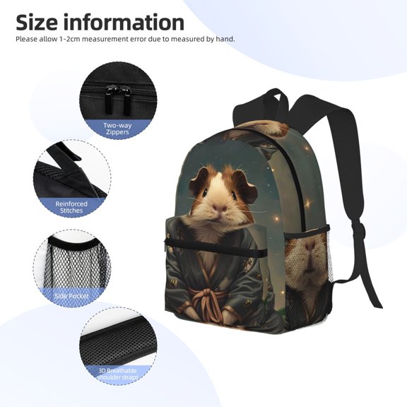 Gukieu Lotus Leaf Starry Sky Guinea Pig Print Backpack, Waterproof Backpack with Adjustable Shoulder Straps, Suitable for Campus, Business, Travel, Unisex