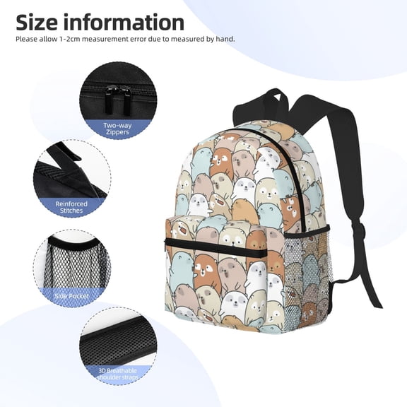 Gukieu Lovely Bear Print Backpack, Waterproof Backpack with Adjustable Shoulder Straps, Suitable for Campus, Business, Travel, Unisex
