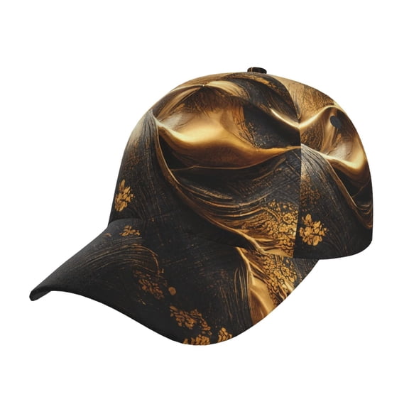 Gukieu Luxurious Gold Flow Prin Baseball Cap, Adjustable Sweat-wicking Daily,Travel, Sports Cap, Unisex
