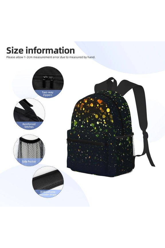 Luxury golden sparkle Print Backpack, Waterproof Backpack with Adjustable Shoulder Straps, Suitable for Campus, Business, Travel, Unisex