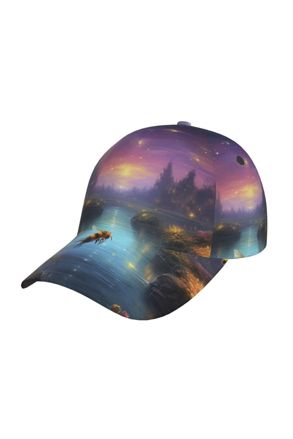 Magical Bees Twilight River Prin Baseball Cap, Adjustable Sweat-wicking Daily,Travel, Sports Cap, Unisex