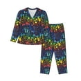 thumbnail image 1 of Gukieu Magical Mushrooms and Flowers Print Women's Long Sleeve Pajama Set, Button Top Elastic Pocket Pajama Pants Two Piece Set Home Wear-Small, 1 of 7