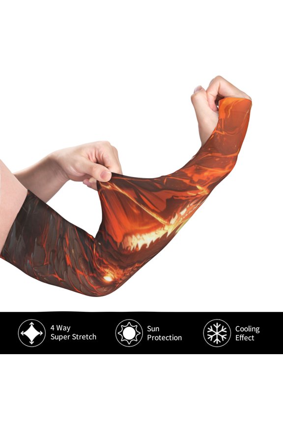 Magma Fire Black Dragon for Adult Ice Silk Sun Protection Arm Sleeves, Moisture Wicking, UV Protection Outdoor Sports Arm Sleeves, Unisex