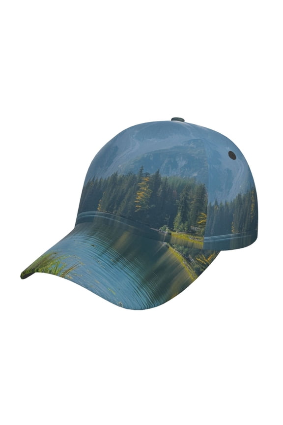 Majestic Deer Mountain Lake Prin Baseball Cap, Adjustable Sweat-wicking Daily,Travel, Sports Cap, Unisex
