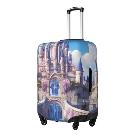 Gukieu Majestic Fantasy Castle Print Suitcase Protective Cover, Elastic Zipper Buckle Suitcase Protective Cover, Suitable for Travel, Business Trip-X-Large